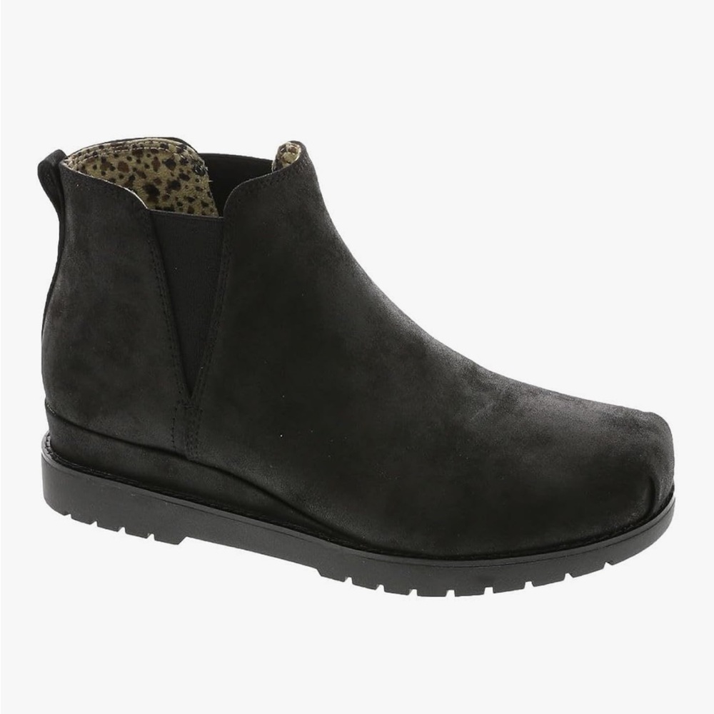Skechers Bobs Chill Wedge Altitude Black Leather Ankle Boots